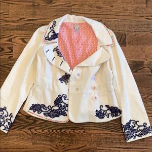 Anthropology embroidered Jacket/Blazer